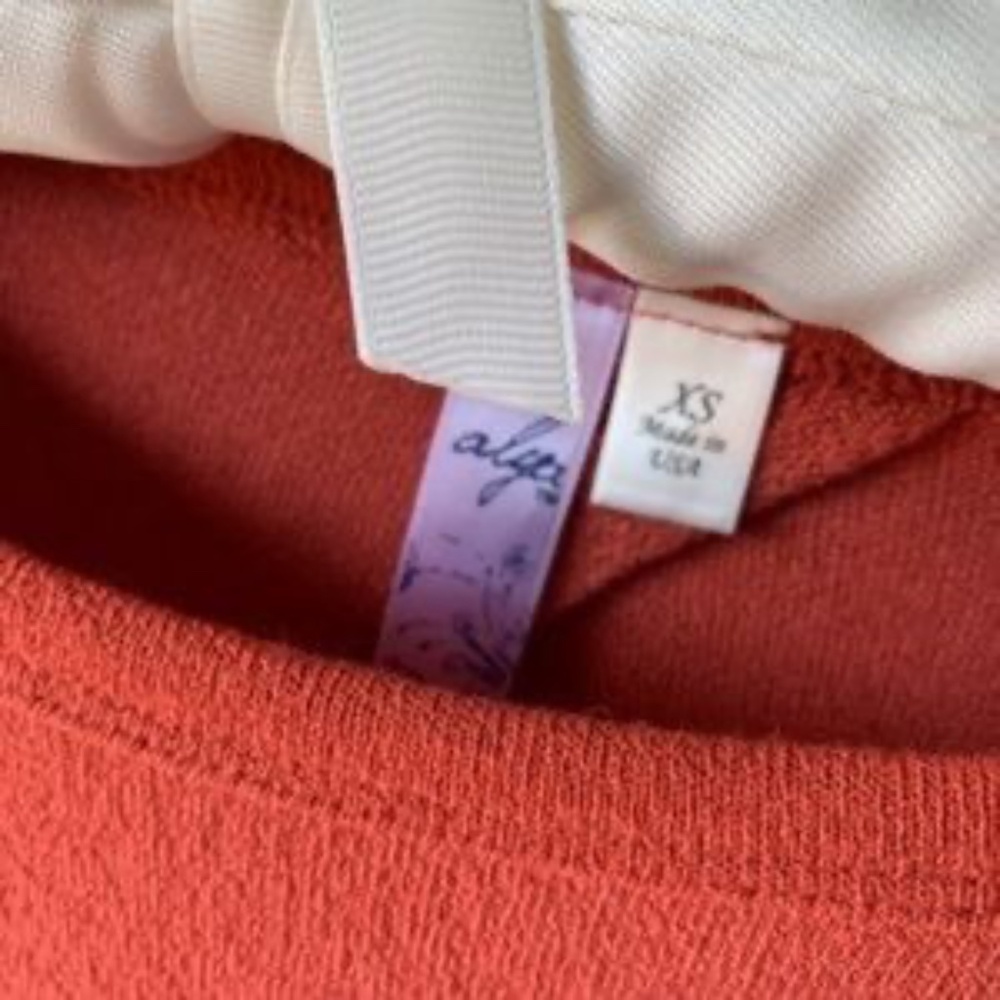 Alya Burnt Orange Sweater Long Sleeve with Keyhole Back Tie in Back Light XS - Picture 3 of 9